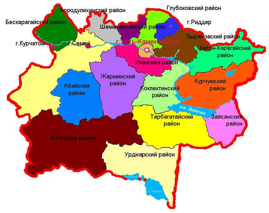 Сц семей где находится. Восточно-Казахстанская область на карте Казахстан. Карта районов Восточно-Казахстанской области. Восточно-Казахстанская область карта по районам. Карта восточного Казахстана по районам.