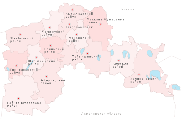 Карта ско казахстан с городами и селами